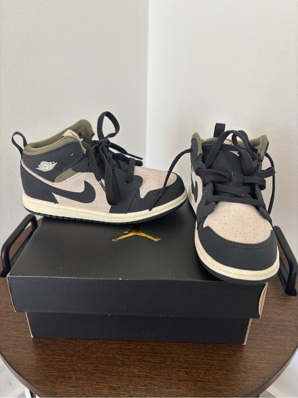 Jordan Kids Mid-Top Sneakers in Black and Tan